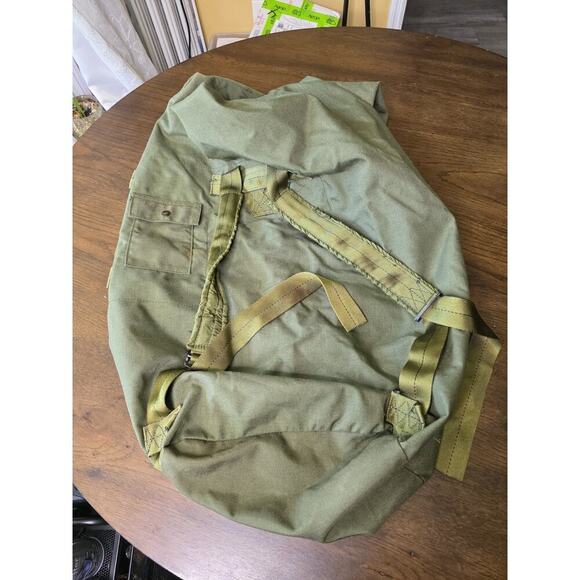 Vintage US Military Army Canvas Duffle Duffel Bag Distressed Patina Drawstring J - Picture 14 of 16